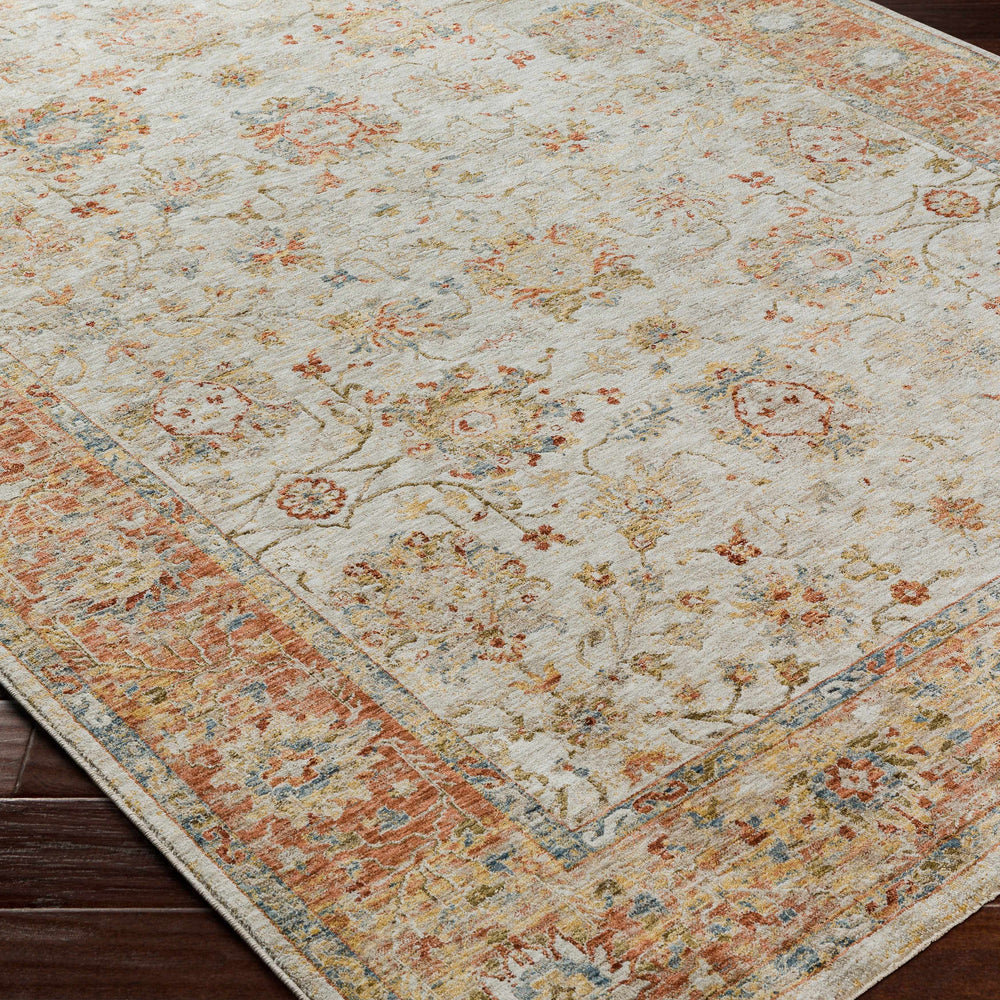 Duong Beige & Rust Textured Rug with Fringes