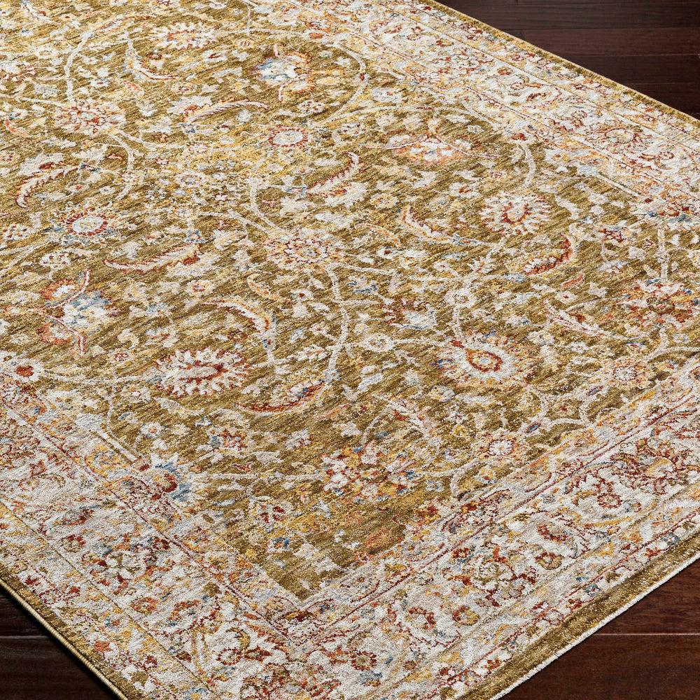 Dyan Green Textured Rug with Fringes