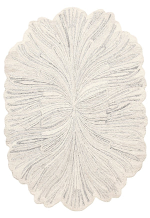 Snow Bloom Beige Hand Tufted 5x7 Wool Area Rug