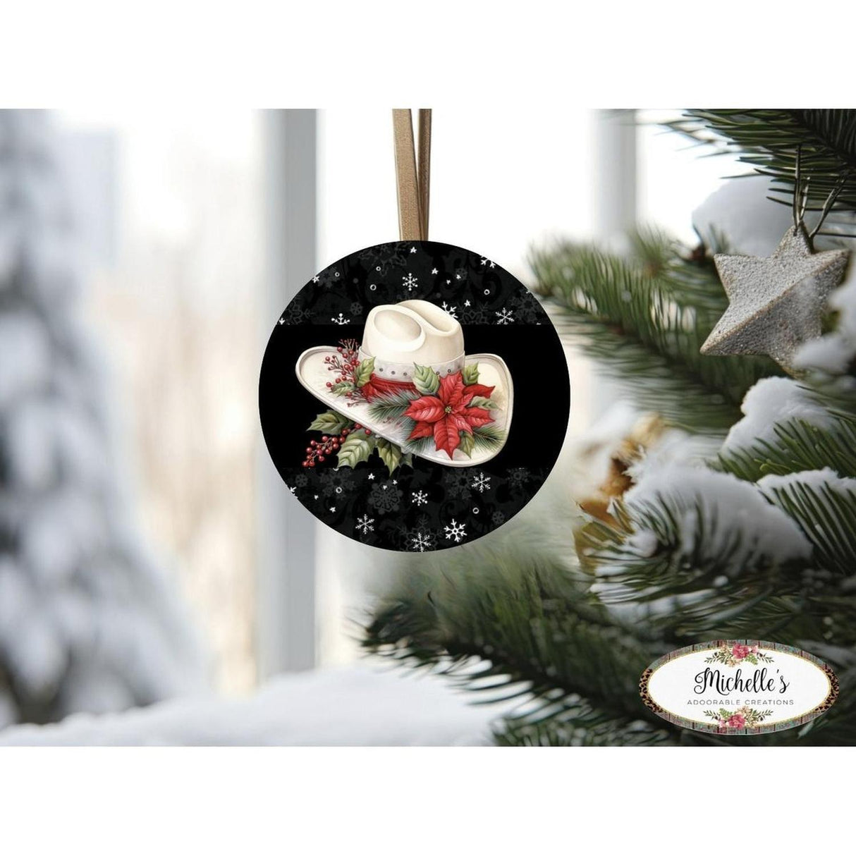 Snowflake Christmas Hat Sign - Wreath Enhancement