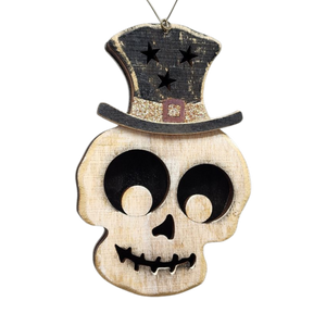 Whimsical Skull Top Hat Ornament