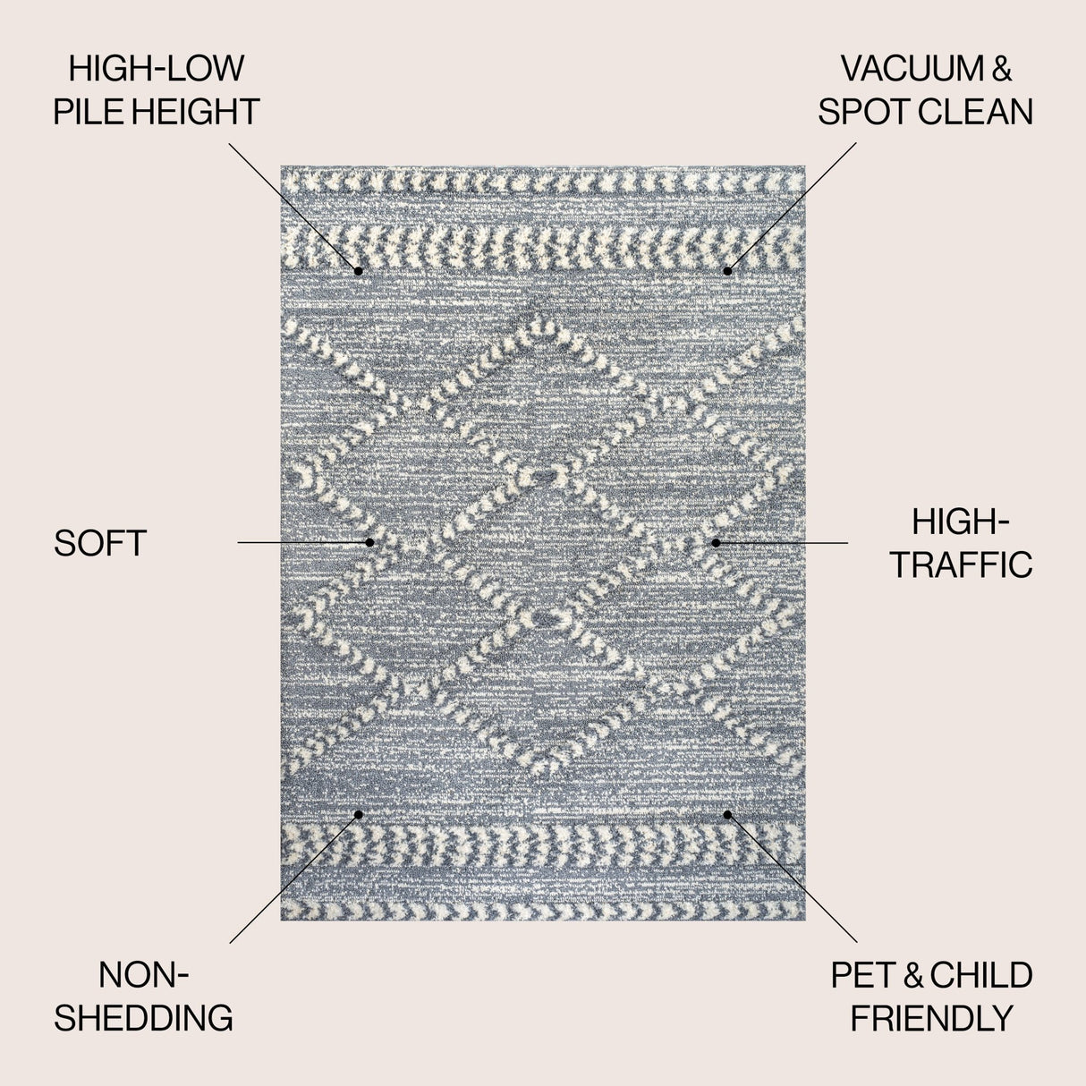 Sofie Moroccan Trellis High - Low Area Rug - Tuesday Morning - Area Rugs