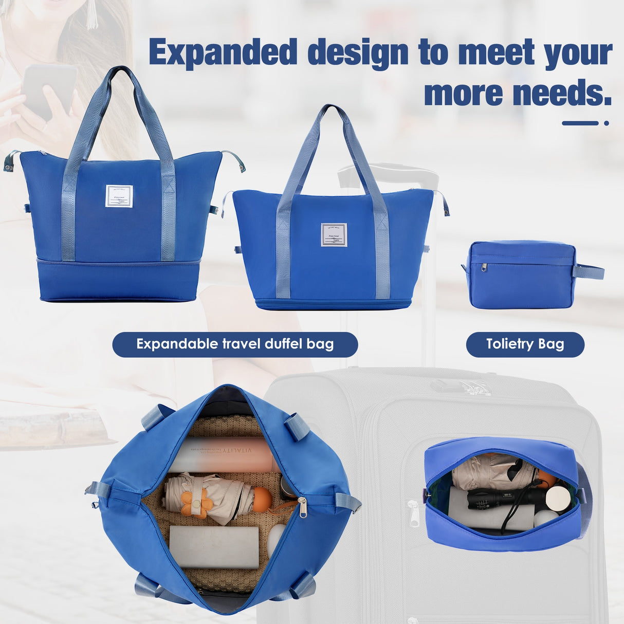 Softside Luggage Expandable 3 Piece Set Suitcase with Duffel Bag Upright Spinner Softshell Lightweight Luggage Travel Set - Tuesday Morning - Luggage Sets