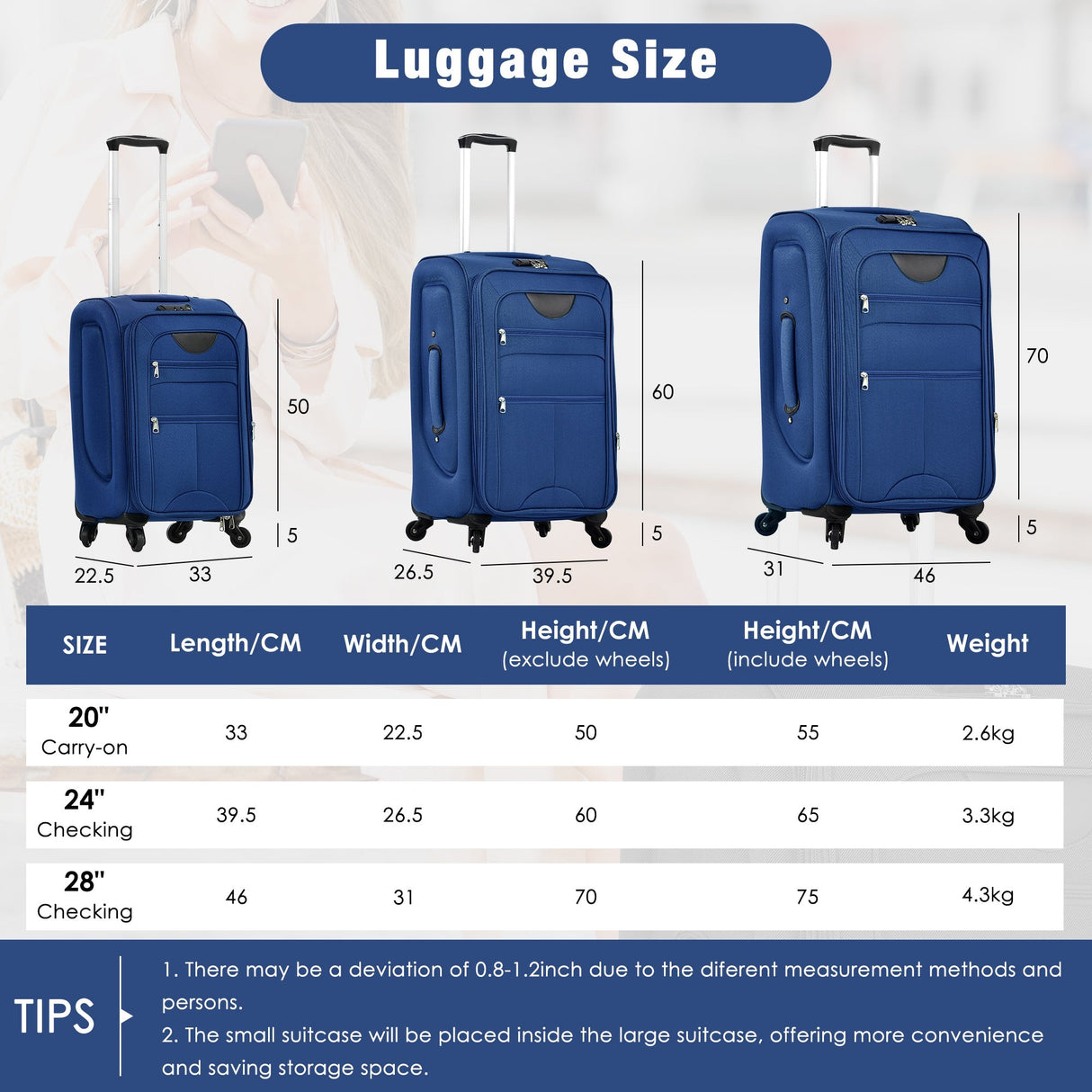 Softside Luggage Expandable 3 Piece Set Suitcase with Duffel Bag Upright Spinner Softshell Lightweight Luggage Travel Set - Tuesday Morning - Luggage Sets