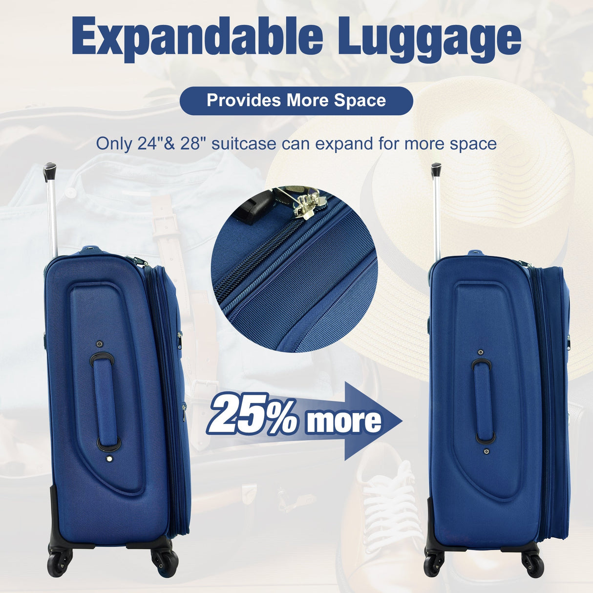 Softside Luggage Expandable 3 Piece Set Suitcase with Duffel Bag Upright Spinner Softshell Lightweight Luggage Travel Set - Tuesday Morning - Luggage Sets