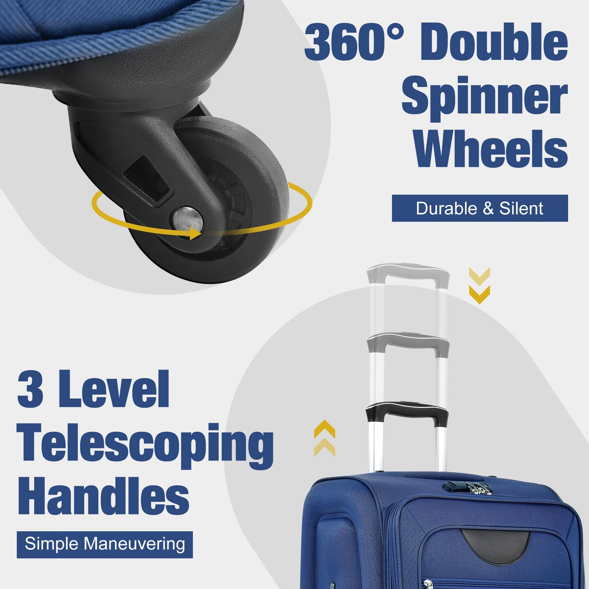 Softside Luggage Expandable 3 Piece Set Suitcase with Duffel Bag Upright Spinner Softshell Lightweight Luggage Travel Set - Tuesday Morning - Luggage Sets
