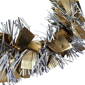 12 foot 4 Ply Luxury Matte Tinsel Garland - Silver/Gold