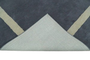 Modern Solid Gray and Beige Hand Tufted Wool Area Rug