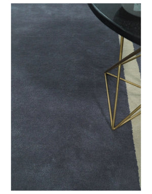 Modern Solid Gray and Beige Hand Tufted Wool Area Rug