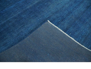 Solid Blue Hand knotted Contemporary 8x10 wool Area Rug