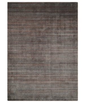 Solid Brown Scandinavian 5x7 Blended Wool Flatwoven Area Rug