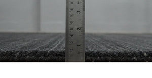 Solid Charcoal Black Scandinavian 5x7 Blended Wool Flatwoven Area Rug