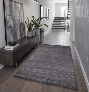 Solid Charcoal Scandinavian 5x7 Blended Wool Flatwoven Area Rug