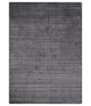 Solid Charcoal Scandinavian 5x7 Blended Wool Flatwoven Area Rug
