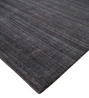 Solid Charcoal Scandinavian 5x7 Blended Wool Flatwoven Area Rug