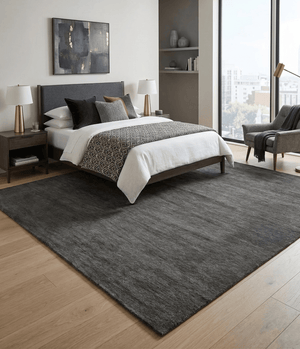 Solid Charcoal Woolen Hand Tufted 8x10 wool area Rug