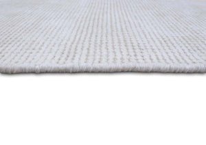 Modern Solid White Hand Made Textured Wool Area Rug