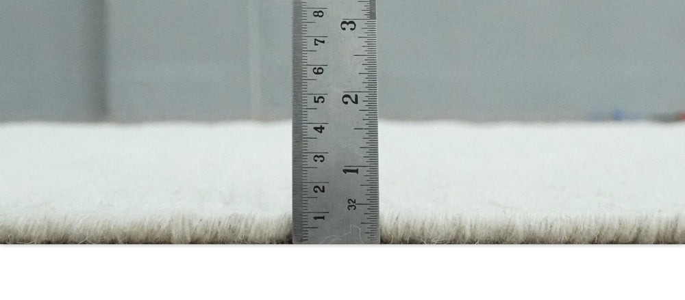 Modern Solid Ivory Hand made Dari Area Wool Rug