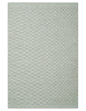 Modern Solid Ivory Hand made Dari Area Wool Rug