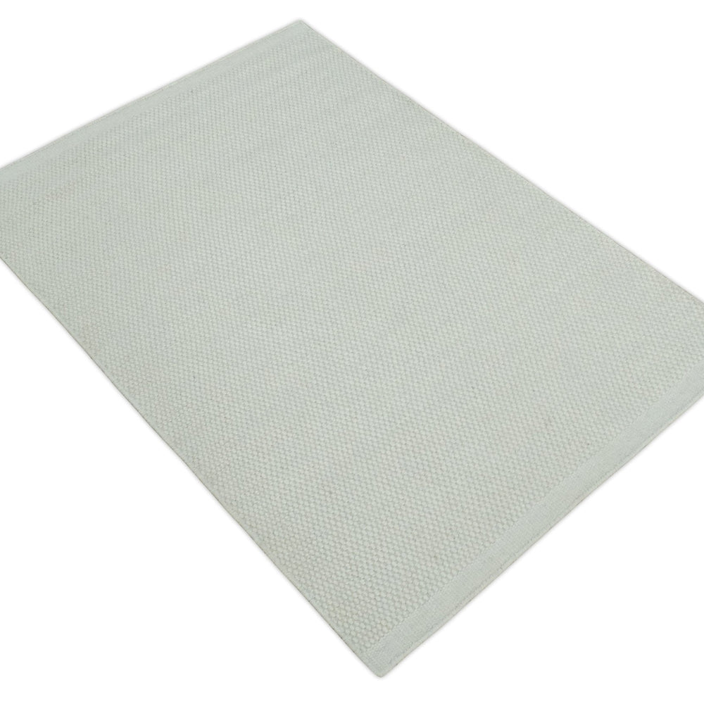 Modern Solid Ivory Hand made Dari Area Wool Rug