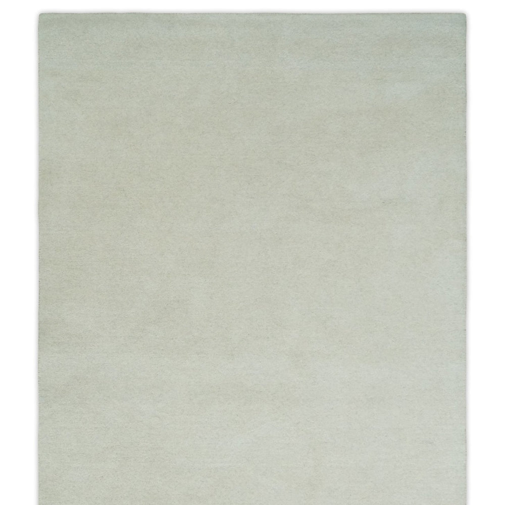 Custom Made Modern Solid Ivory Hand Tufted Wool Rug