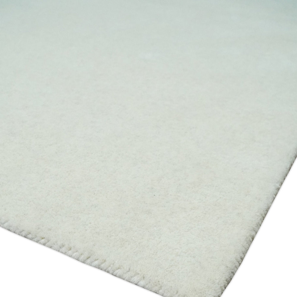 Custom Made Modern Solid Ivory Hand Tufted Wool Rug