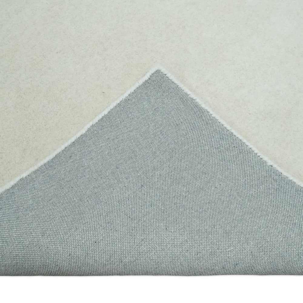 Custom Made Modern Solid Ivory Hand Tufted Wool Rug