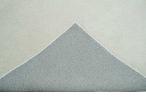 Custom Made Modern Solid Ivory Hand Tufted Wool Rug