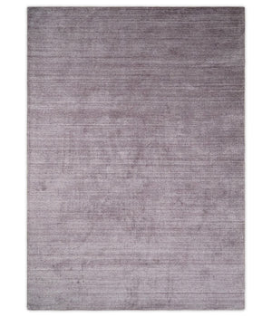 Solid Lavender Purple Scandinavian 5x7 Blended Wool Flatwoven Area Rug