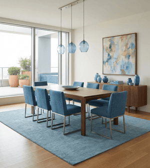 Solid Light Blue Woolen Hand Tufted 8x10 contemporary area Rug