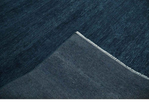 Solid Midnight Blue Hand knotted Modern 8x10 wool Area Rug