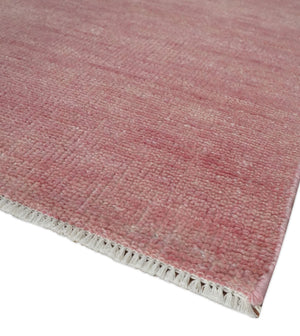 Solid Pink 8x10 Modern Contemporary Hand knotted wool Area Rug