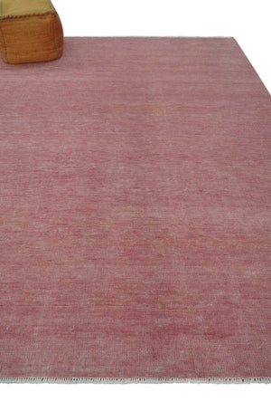 Solid Pink 8x10 Modern Contemporary Hand knotted wool Area Rug