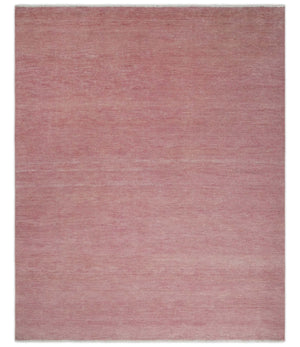 Solid Pink 8x10 Modern Contemporary Hand knotted wool Area Rug