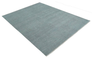 Solid Plain Gray Hand knotted Modern look 8x10 wool Area Rug