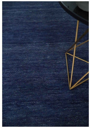 Solid Plane Navy Blue Hand knotted Modern 8x10 wool Area Rug