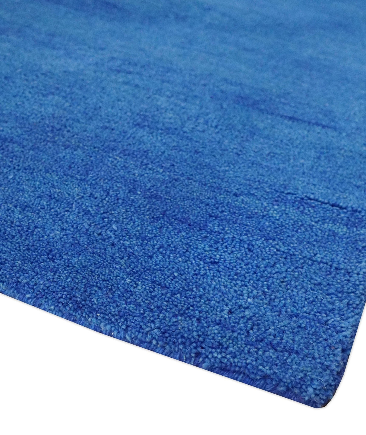Solid Blue Contemporary Woolen Hand Tufted 8x10 wool area Rug