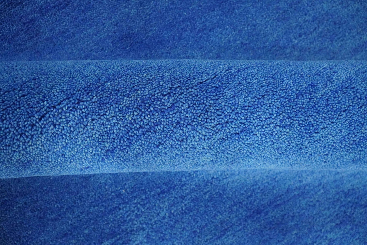 Solid Blue Contemporary Woolen Hand Tufted 8x10 wool area Rug