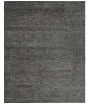 Solid Charcoal Woolen Hand Tufted contemporary area Rug