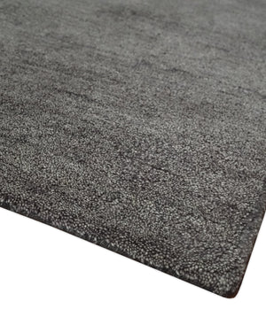 Solid Charcoal Woolen Hand Tufted 8x10 wool area Rug