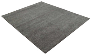 Solid Charcoal Woolen Hand Tufted 8x10 wool area Rug