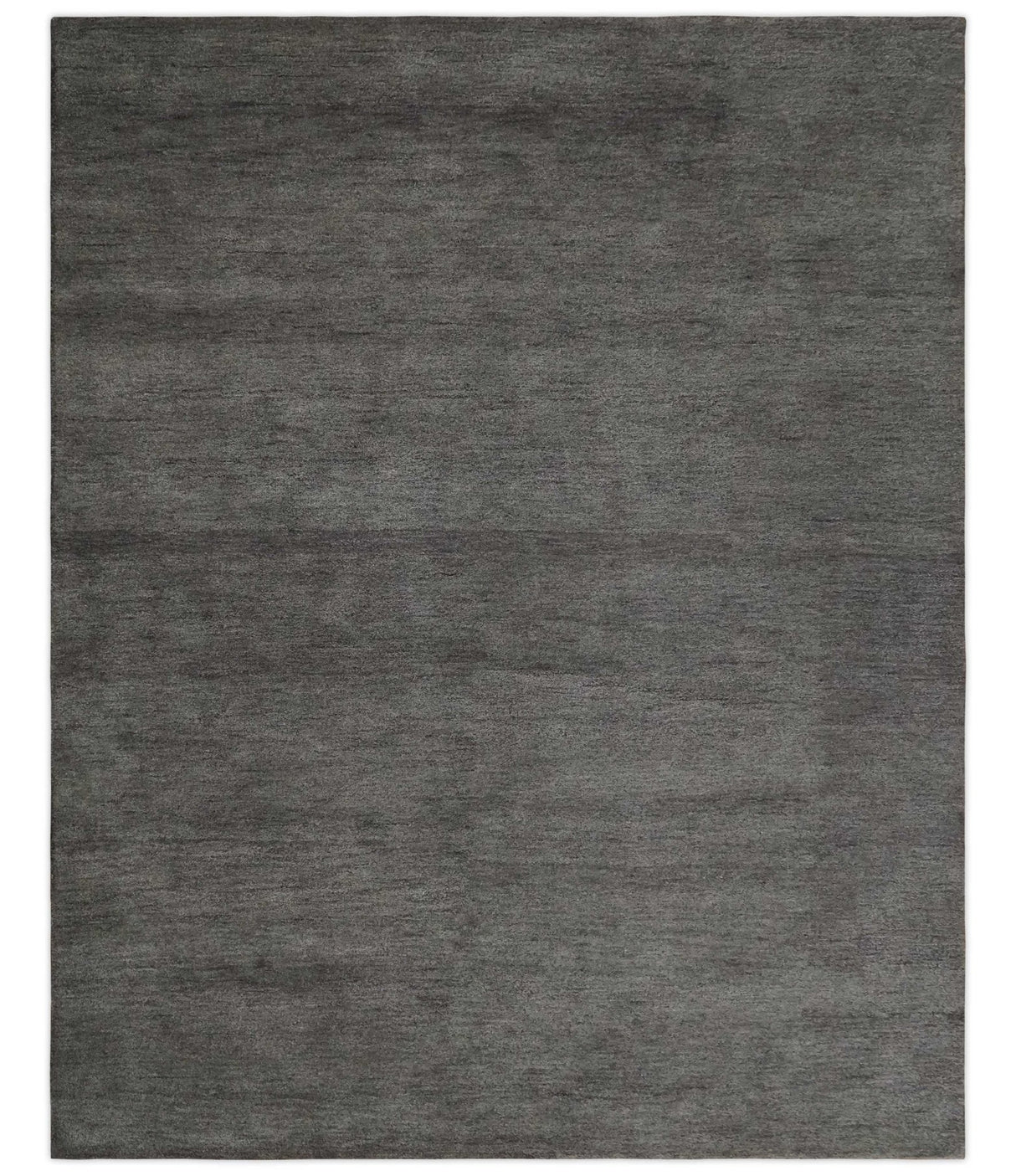 Solid Charcoal Woolen Hand Tufted 8x10 wool area Rug