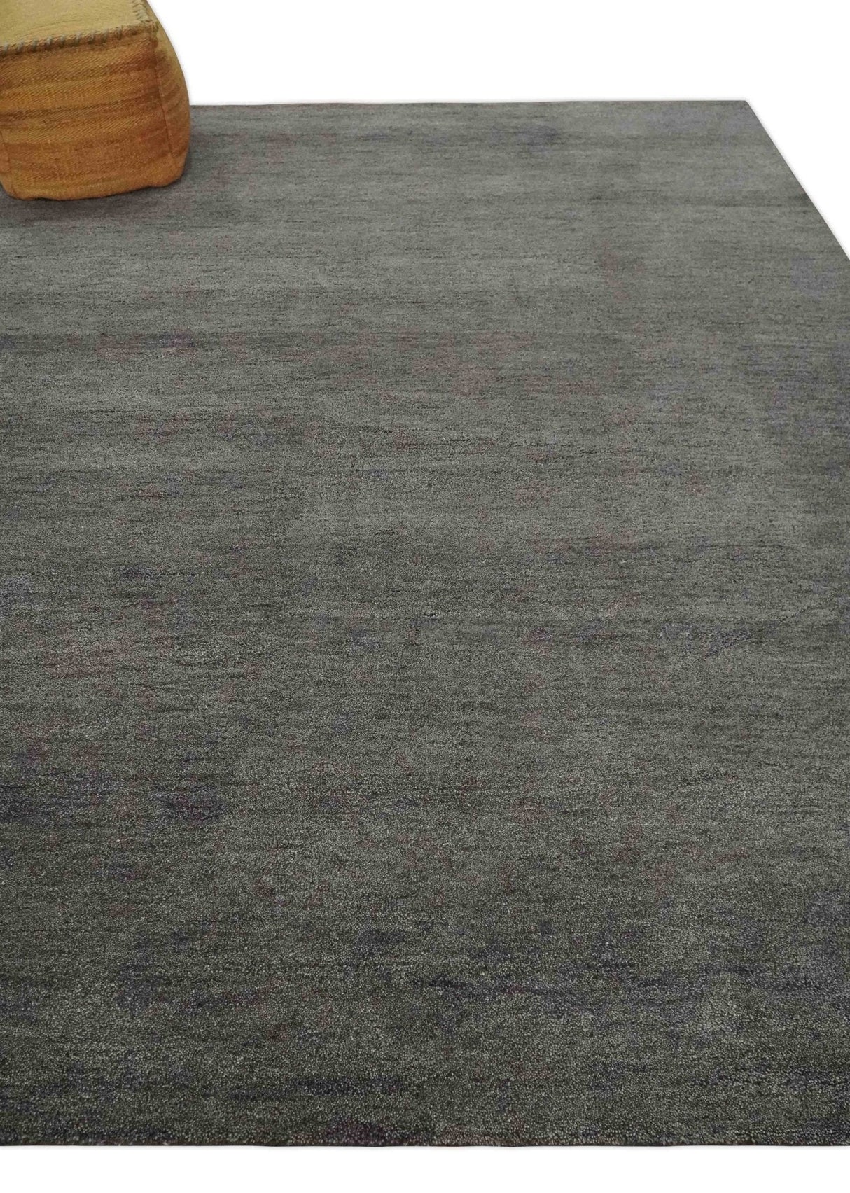 Solid Charcoal Woolen Hand Tufted 8x10 wool area Rug