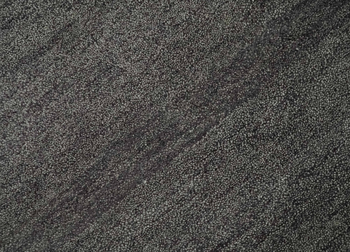 Solid Charcoal Woolen Hand Tufted 8x10 wool area Rug