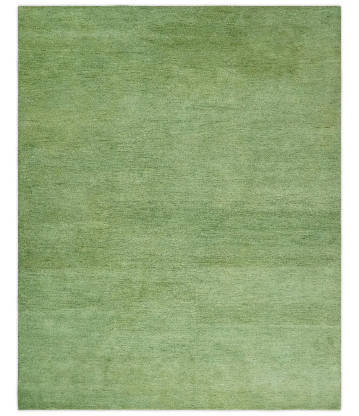 Solid Green Woolen Hand Tufted contemporary 8x10 wool Rug