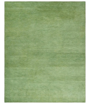 Solid Green Woolen Hand Tufted contemporary 8x10 wool Rug