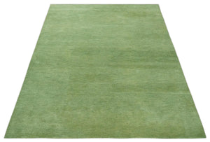 Solid Green Woolen Hand Tufted contemporary 8x10 wool Rug