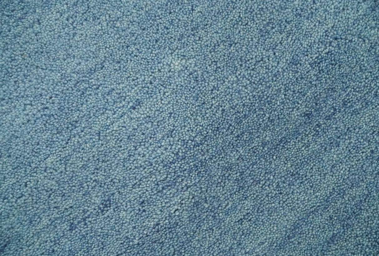 Solid Light Blue Woolen Hand Tufted 8x10 contemporary area Rug