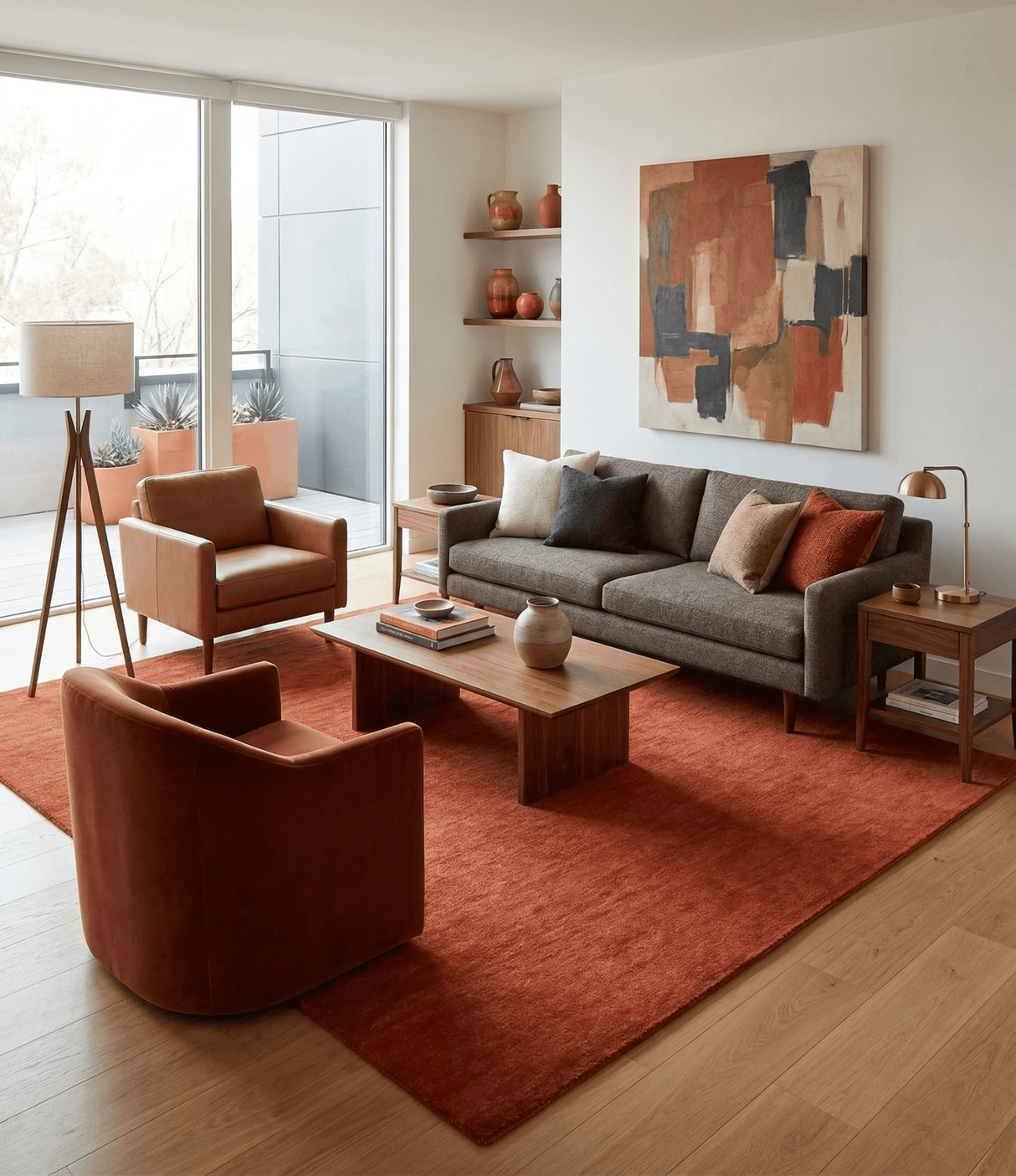 Solid Plane Rust Woolen Hand Tufted 8x10 wool Rug