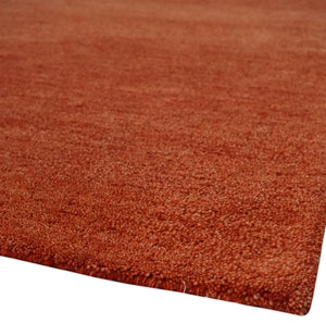 Solid Plane Rust Woolen Hand Tufted 8x10 wool Rug